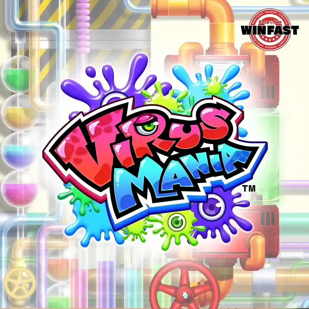 Virus Mania slot game icon by Win Fast with colorful virus symbols and vibrant design