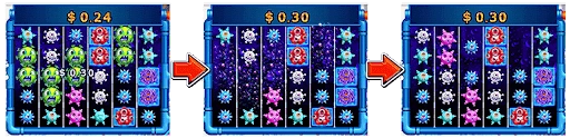Virus Mania slot cascade reels with chain reaction of winning combinations and virus symbols